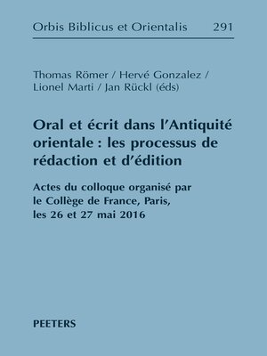 cover image of Oral et ecrit dans l'Antiquite orientale